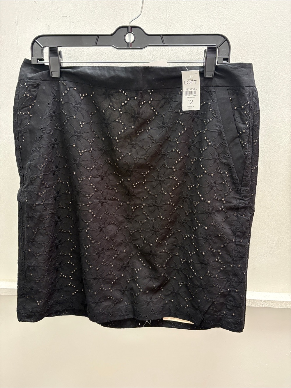 LOFT Black Eyelet Mini Skirt- NWT
